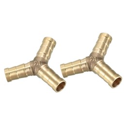 uxcell 10mm Brass Barb Hose Fitting Tee Y-Shaped 3 Way Connector Adapter Joiner 2pcs