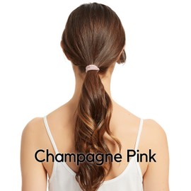HBY Women's Hair Ties for Thick or Curly Hair. No Slip Seamless Ponytail Holders Sports Thick Hair Ties, Champagne Pink, 8MM, 12 Pcs