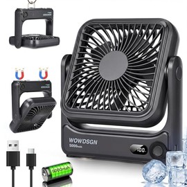 WOWDSGN Table Fan USB with Power Base & LED Display, Portable Fan for Camping, Motorhome, Travel, Bedroom, Office