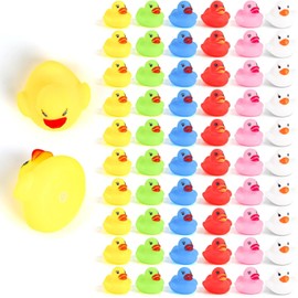DERAYEE Bath Duck Rubber Ducky Bath Toy for Children, Float and Squeak Mini Yellow Ducks Bath Toy for Shower, Birthday (Colourful Rubber Duck Style 3, 50)