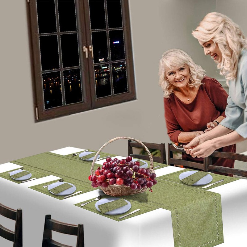 Grelucgo Small Handcrafted Solid Color Dining Table Runner, Dresser Scarf,