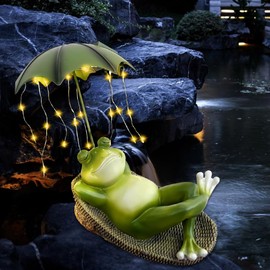KUWUNG Solar Frog Garden Decoration for Outdoor Use, IP65 Waterproof LED Funny Frog Pond Decoration Garden Decoration Figures, Solar Figures for Outdoor Garden Decoration, Garden Gift for Women Mum