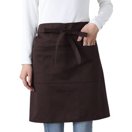 Enclosed Magazine Apron, Short, Plain Plain, Under-the-Waist Apron, Women's, Men's, Wrinkle Resistant, Dust Resistant, Unisex, Chef, Clerk, Kitchen, Restaurant, Coffee Shop, Braun