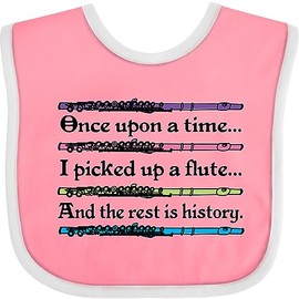 inktastic Funny Flute Music Quote Baby Bib Pink and White 697a