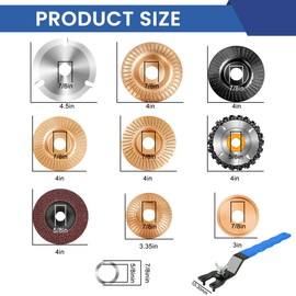 Wood Carving Disc Set, 15 Pcs Wood Grinder Wheel, Grinding Wheels 4 1/2 Inch with 7/8" and 5/8" Arbor, Angle Grinder Attachments, Stump Grinder for Cutting, Shaping, Sanding, Polishing