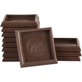 SoftTouch 4653495N Furniture Caster Cups Square for Carpet or Durable Hard Floors, 2 Inch, 12 Pack, Brown, 12 Count