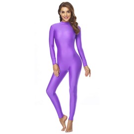 speerise - overol ajustado para mujer con cuello alto y cierre de una pieza, Violeta, S
