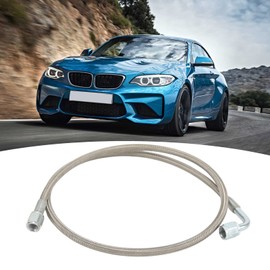 Turbo Oil Feed Line 4AN 90 Degree Stainless Steel Braided Oil Feed Tube Pipe Hose Turbo Oil Feed Hose Straight Turbo Oil Feed Line(12in/30.48cm)