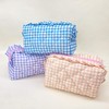 Lyssiatina Handmade Cotton Quilted Makeup Bag for Purse,Ruffie Cosmetic Bag