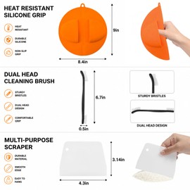Grill Maintenance - Oven Gloves Silicone - Dual Head Scrubber - Scraper