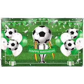 Sport Party Decorations, Soccer Happy Birthday Backdrop,Large Birthday Banner Party Supplies for Boys Birthday Party
