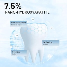 7.5% Nano Hydroxyapatite Toothpaste Helps Remineralize, Protects Enamel, Dentist-Formulated Whitening Toothpaste for Sensitive Teeth, Natural Peppermi