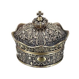 Hipiwe Caja de Joyería Vintage, Diseño de Corona Antigua Cofre del Tesoro Organizador de Almacenamiento de Baratijas, Estuche Porta Aretes/Collar/Anil