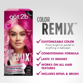 got2b Color Remix Semi-Permanent Hair Color, Shocking Pink 093, Customizable Temporary Hair Dye to Create A Vibrant or Pastel Shade, Easy At-Home Application, Lasts Up to 15 Washes