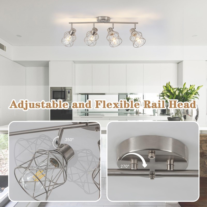 BUXVRCS Adjustable Multi-Directional Brushed Nickel Light Fixtures, Semi Flush Mount