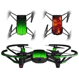 Skin Decal Wrap 2 Pack for DJI Ryze Tello Drone Fire Green Drone NOT Included