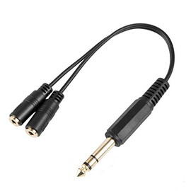 6.35mm Male to Dual 3.5mm Female 3 Pole TRS 1/4" to 1/8" Audio Adapter Convertor Y Splitter Cable 20cm