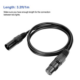 WorldLite 3.2ft DMX Cable, 10PCS 1 Meter DMX Signal Cables Signal Wires, 3-Pin XLR Male to Female Stage Light Signal Cable with Metal connectors, Connection for DMX512 Stage & DJ Lighting fixtures