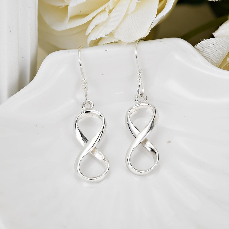 Endless Symbol Infinity Love .925 Sterling Silver Dangle Earrings