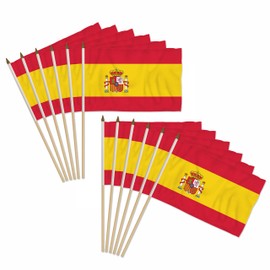 Spain 12x18in Stick Flag - 1 dozen pack