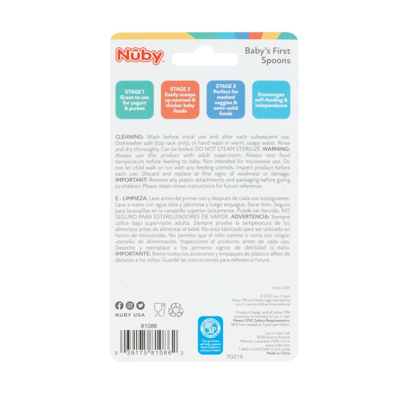 Nuby Baby's First Spoons Set - (3-Pack) Feeding Utensils for