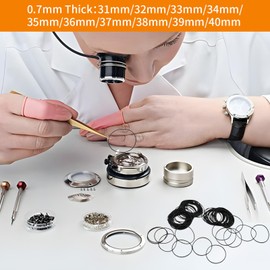 1 Pack 500pcs Watch Gaskets Fix Kit, 0.7mm Thick Rubber Sealing O-Ring Washers, 10 Models Watch Repair Tool for Watchmakers, Waterproof Ring for Watch Back Watch Gaskets Replacement(Diameter 31-40mm)
