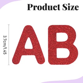 FR Red Glitter Letters Patches - Iron On Patches (Durable, Tear-Resistant, Colorfast, Washable) for Clothing, Jackets, Bags, DIY Crafts - 52 Pcs