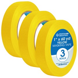 SPARTAN INDUSTRIAL - 1" X 60 yd Yellow Masking Tape - 3 Color Tape Rolls for Arts and Crafts, Painting, and More - No Residue, 5.5 Mil
