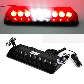Ranzek 9 LED Front Light Warning Light 9W 12V Dashboard Interior Car Truck Emergency Strobe Flashlight (Red and White)