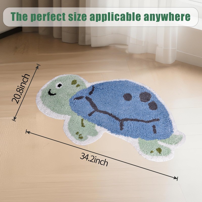 Turtle Bathroom Rug, Cute Sea Animal Bath Mat Non Slip,
