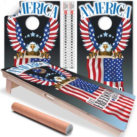Cornhole Wraps for Boards Vinyl Decals (Set of 2) Lake Life - 25+ Designs Corn Hole Cornhole Wraps Stickers Cornhole Skins Cornhole Wraps for Boards (Boards Not Included) (Eagle and Flag)