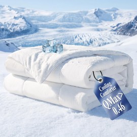 Revolutionary Cooling Comforter, King/Cal King Size, Ultra-Soft Cool Blanket for Hot Sleepers, All Season Q-Max>0.47 Breathable Lightweight Blanket, Natural Fiber Sorona® Comforter 106"x 90", White