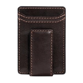 House of Jack Co. money clip wallet, super strong magnetic wallet, money clip for men, front pocket wallet, slim card wallet, dark brown, Corbin Money Clip Wallet