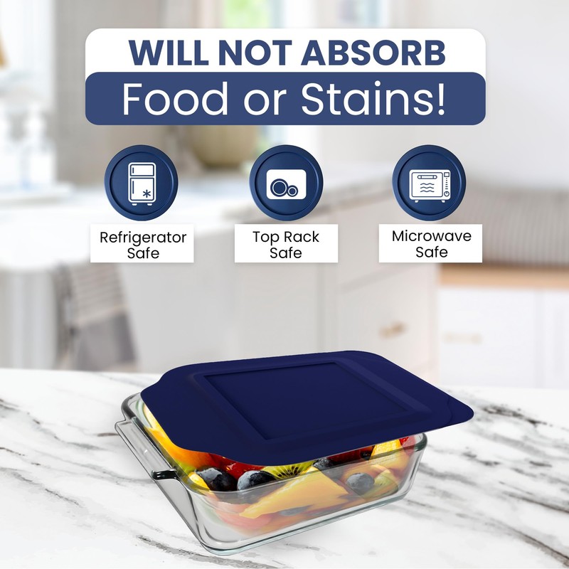MRX Solutions Replacement Lid Cover for Pyrex 2-QT 8"x8"Glass Baking