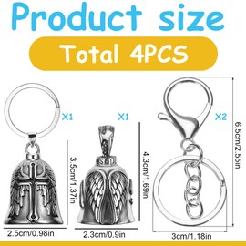 egniFurn 2 Pack Motorcycle Bells - Guardian Angel Bells, Protect Bikers from Evil Spirits, Good Luck Motorcycle Accessories, Keychain for Riders