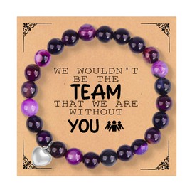 QRH Boss Coworker Natural Stone Bracelets Boss Day Gifts WE WOULDN'T BE THE TEAM THAT WE ARE WITHOUT YOU Team Boss Colleague Office Leaving Going Away Retirement Gift-Purple