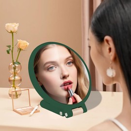 Doppelseitiger Kosmetikspiegel mit Griff - 10X/1X Vergrößerung, Faltbarer 360° drehbarer Schminktischspiegel für Reise & Bad - Tragbarer Tischspiegel mit Premium Glas