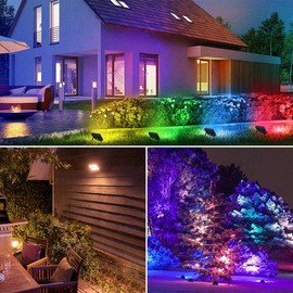 Sonnewelt RGB Spotlight LED Floodlight Outdoor Spotlight Outdoor Spotlight Outdoor Floodlight Waterproof Super Bright with Remote Control Colour Changing Outdoor Lighting 10 W Pack of 2