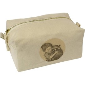 'Boy Sleeping with Raccoon' Canvas Wash Bag/Makeup Case (CS00043441)