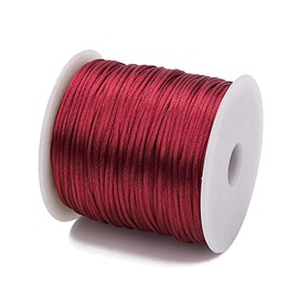 80 Yards 1.5mm WineRed Rattail Satin Nylon Trim Silk Cord Beading String Chinese Knotting Cord Macrame Thread Cord for Necklace Bracelet Braided Jewelry Making