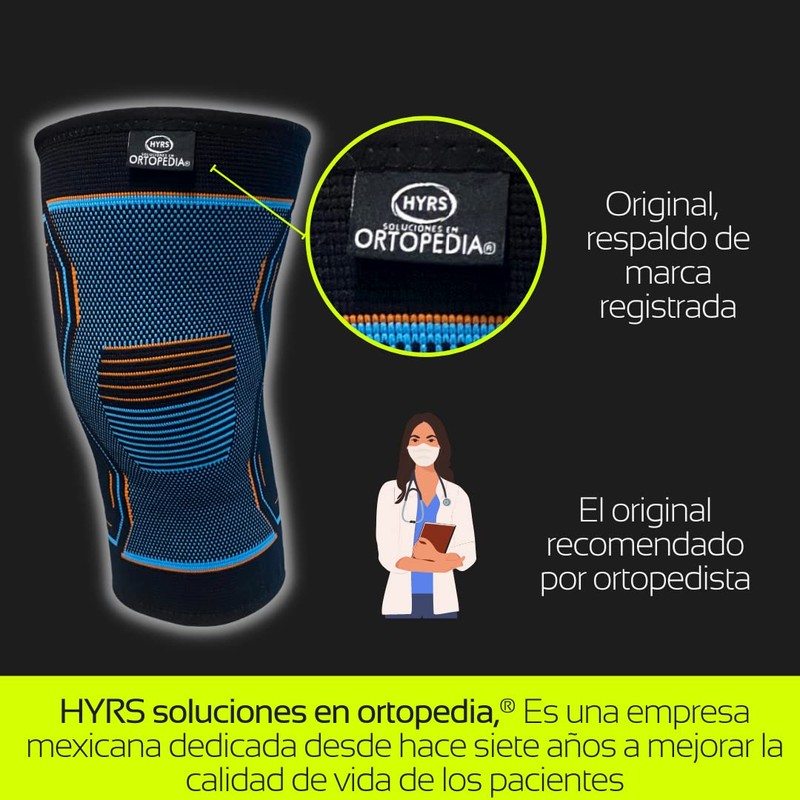 HYRS Rodillera Elástica Antideslizante Compresión Ejercicio Unisex Azul T:M