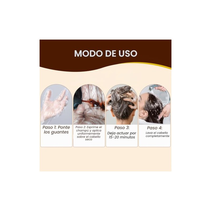 Meidu Champú Tinte Cabello Marrón Oscuro Gris Semipermanente Color Mujeres
