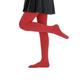 Paralinda Girls Colorful Fleece Lined Tights Kids Warm Thermal Tights (Red, 11-13Y)