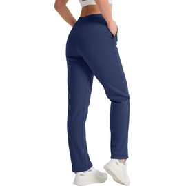 TACVASEN Women's Fleece Lined Pants Winter Sherpa Sweatpants Thermal Warm with Pockets Straight Leg Casual Snow Navy XS