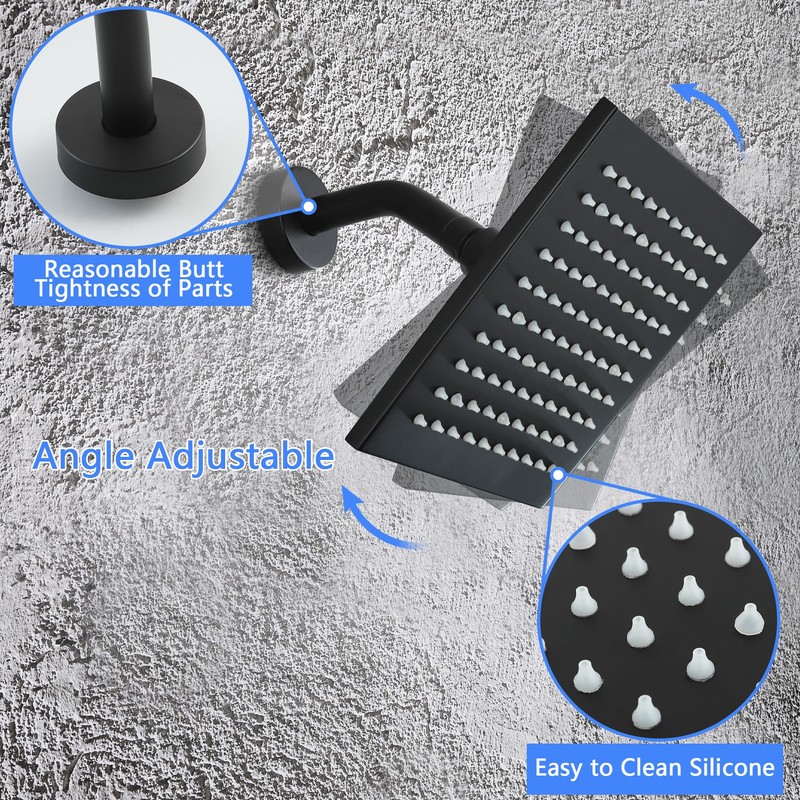 SKOWLL Rain Head Shower Kit Wall Mounted LED Shower Faucet