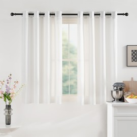 NICETOWN Non-See-Through White Privacy Sheer Curtains 54 inches Long 2 Panels, 52" Wide Grommet Window Curtains Drapes for Living Room Bedroom- Light Filtering Home Decoration