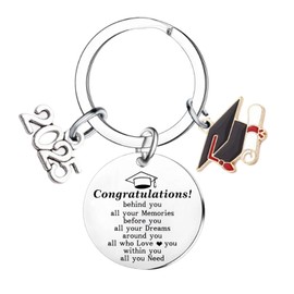 Tihnvk Inspirational Keyring for Daughter Son Class of 2025 Graduation Gifts for Students 2025 Graduation Keychain Leaving Gifts for College