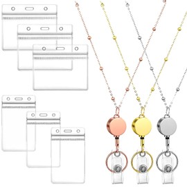 Lanyards for Id Badges, Badge Holder with Lanyard, 3 PCS Retractable Lanyards with 6 PCS Waterproof Cardholder Stainless Steel Cruise Lanyard for Ship Cards for Nurse Teacher
