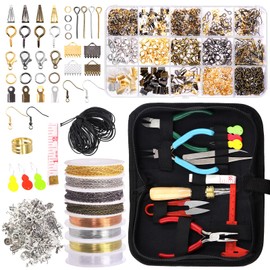 Rustark 1588Pcs Jewelry Making Supplies Kit with Jewelry Pliers, Jewelry Wires, Jewelry Jump Rings Findings, Jewelry Making Tools and Accessories with Storage Bag for Jewelry Making Repair and Beading