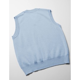 Lepi Mario Sweater Vest, Color Knit Vest, Girls, SAX